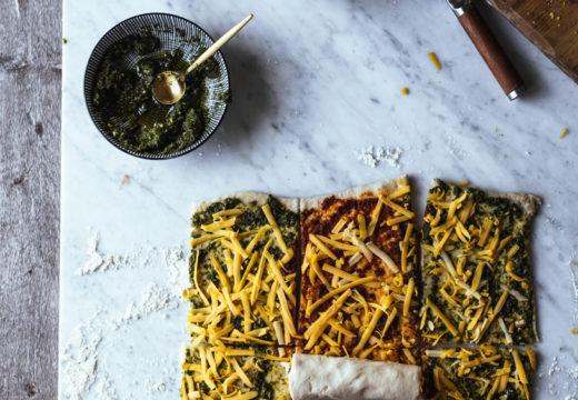 Pesto-juusto-sämpylärullat. Vegaaninen