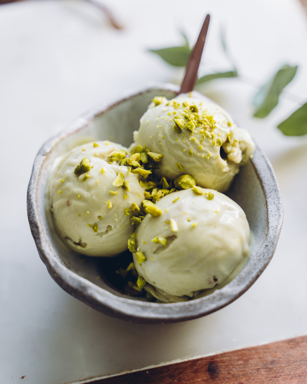 Pistaasijäätelö. Vegaaninen