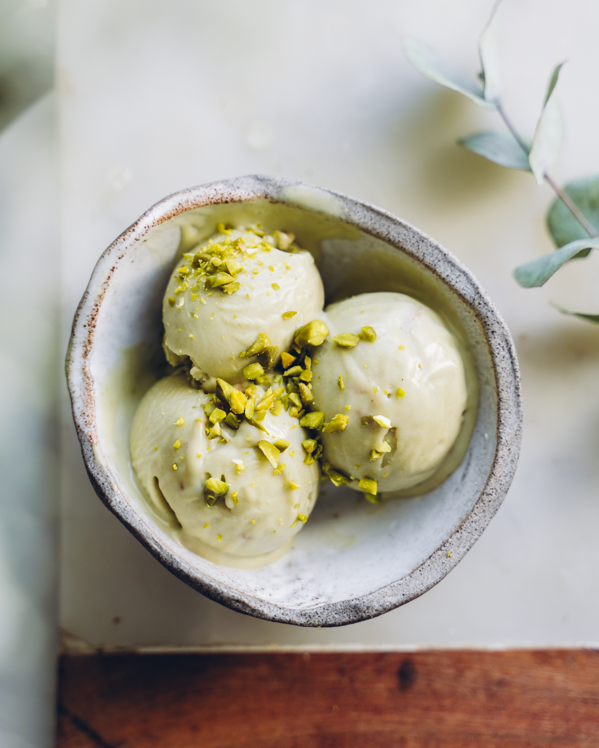 Pistaasijäätelö. Vegaaninen