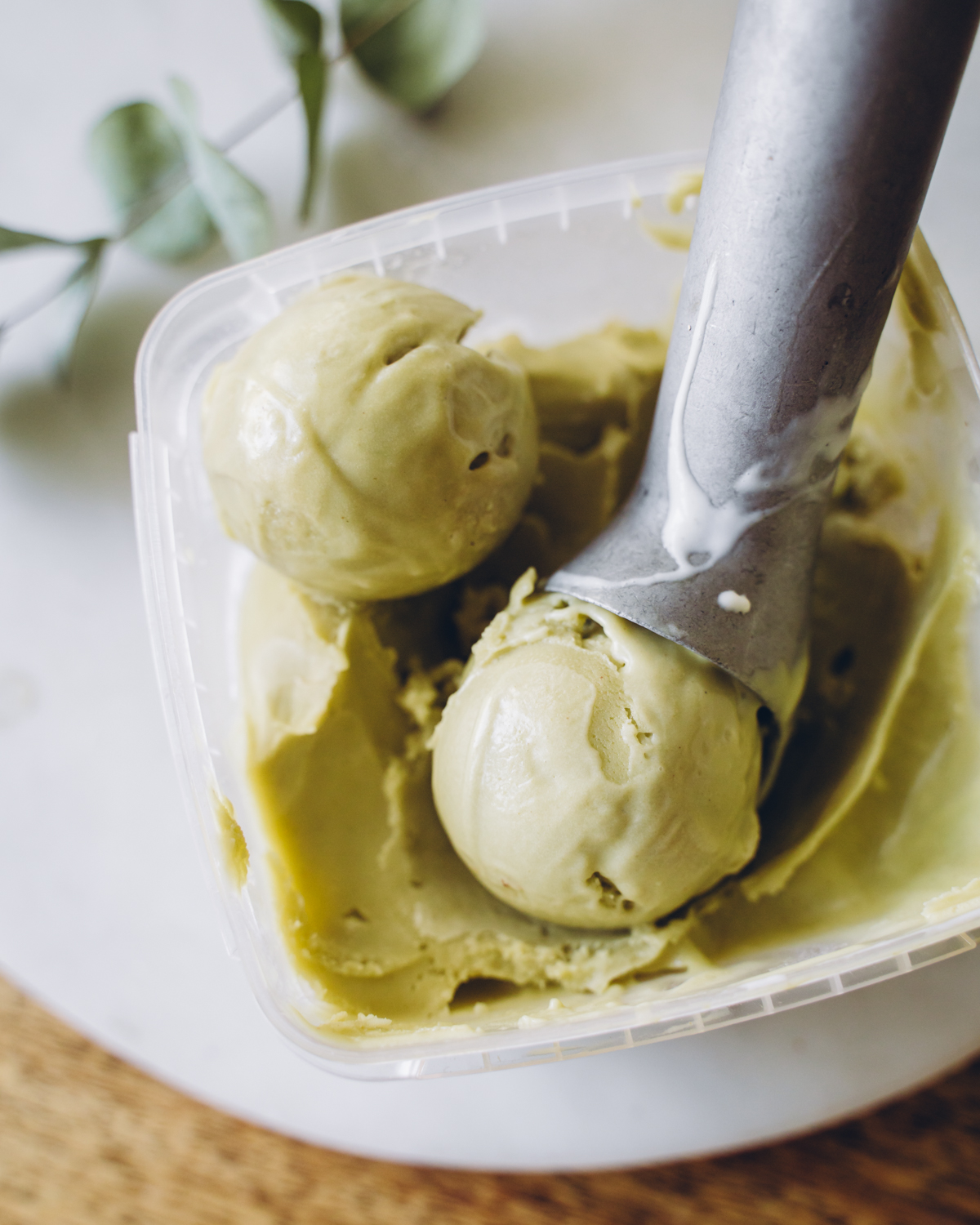 Pistaasijäätelö. Vegaaninen