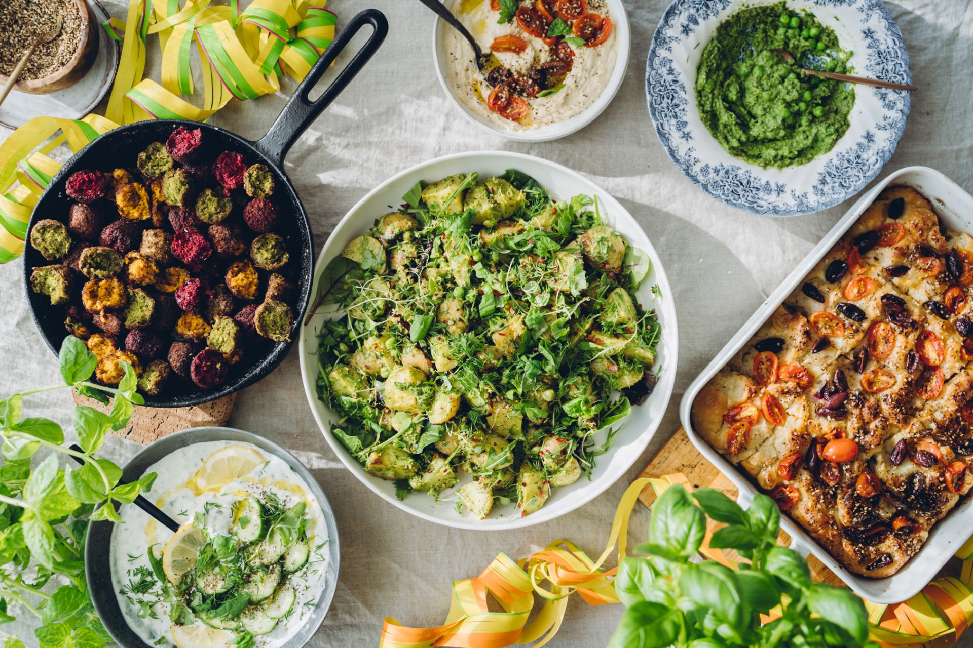 Vihreä perunasalaatti ja Vappumenu