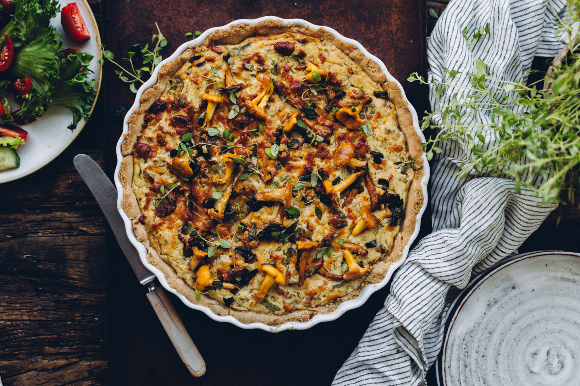 Vegaaninen kantarellipiirakka