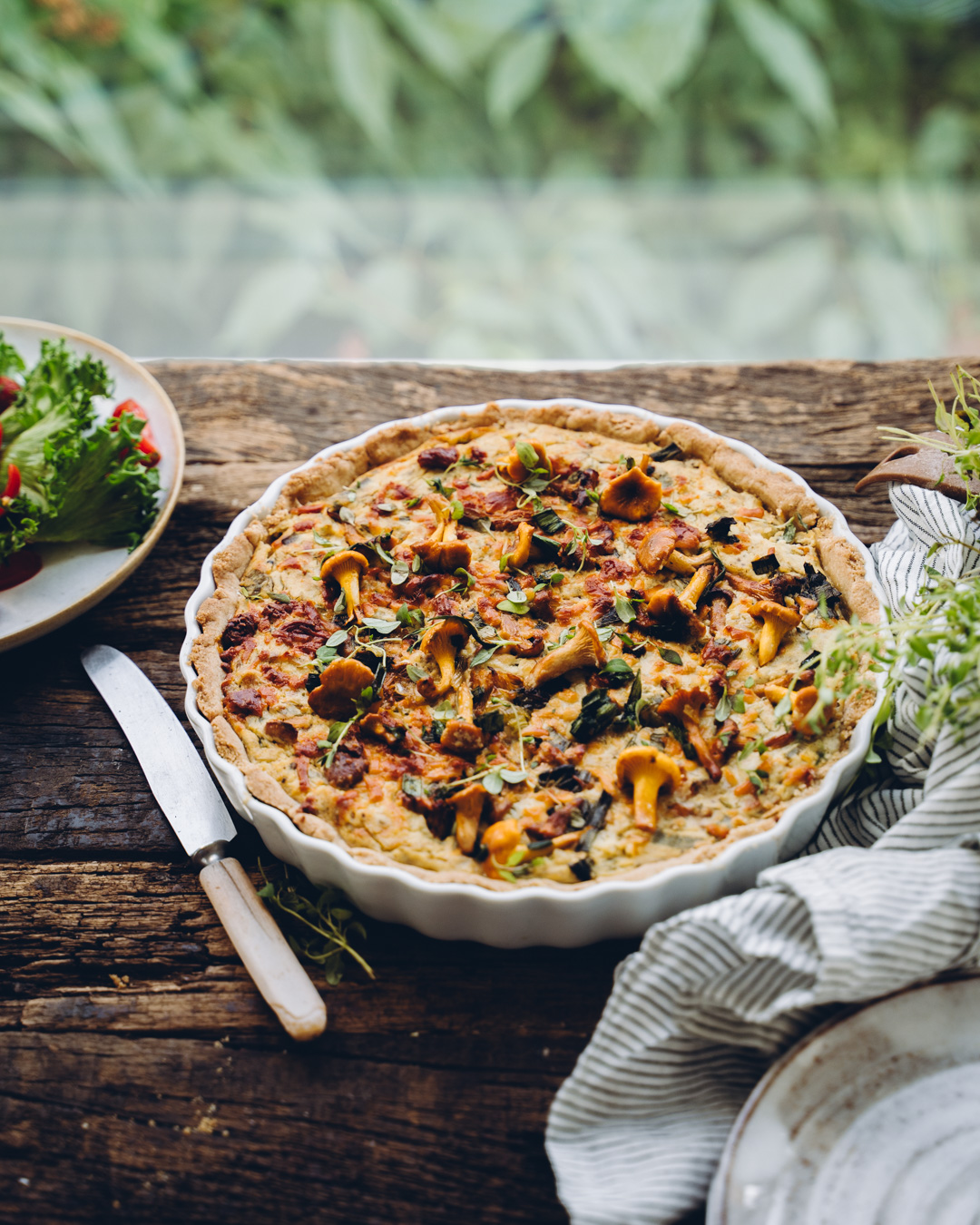 Vegaaninen kantarellipiirakka