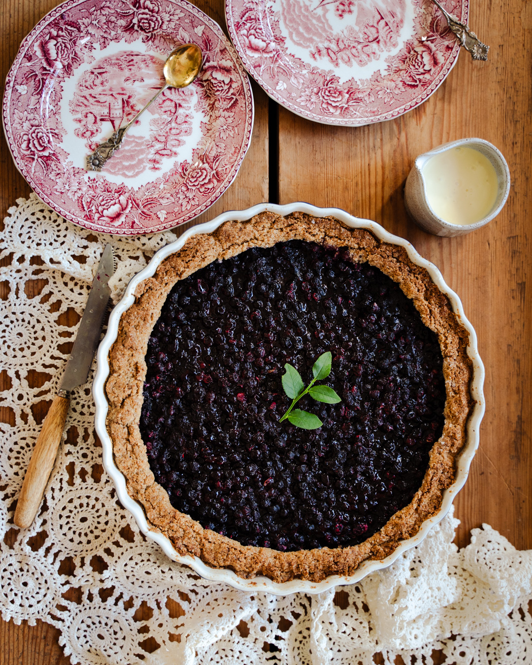 Perinteinen mustikkapiirakka. Vegaaninen. 