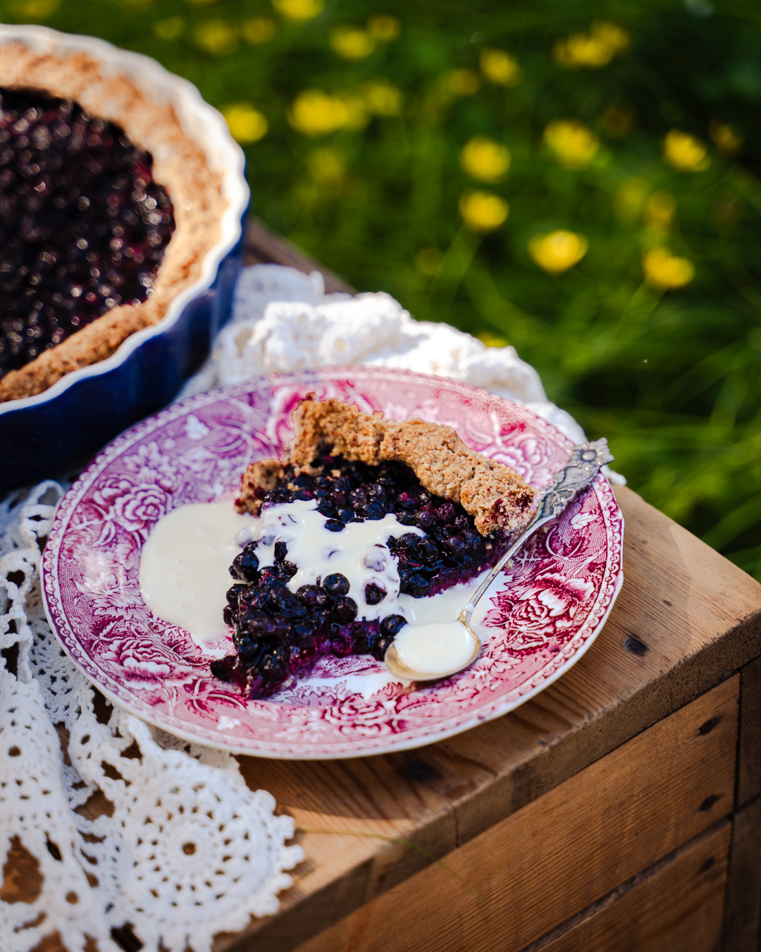 Perinteinen mustikkapiirakka. Vegaaninen. 