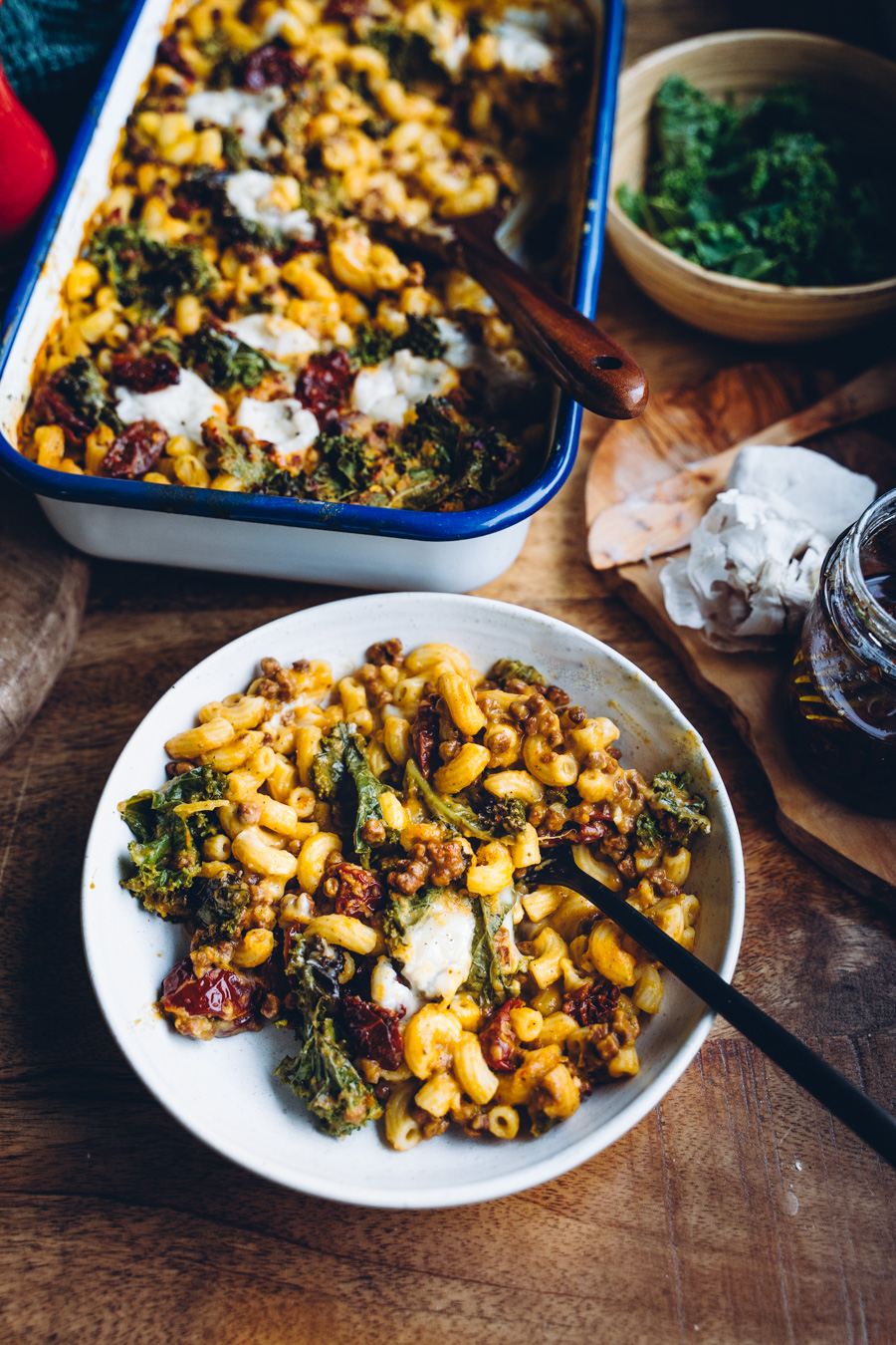 Kurpitsamakaronilaatikko. Vegaaninen