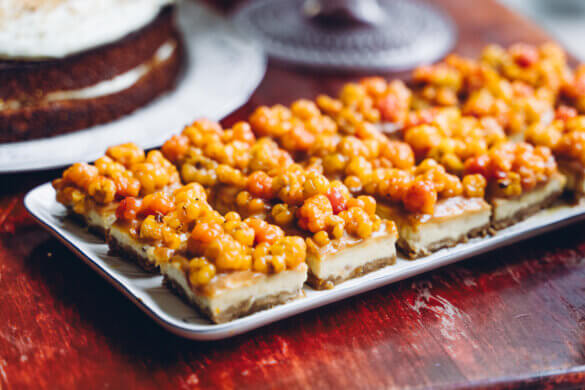 Hilla-juustokakkuneliöt. Vegaaninen