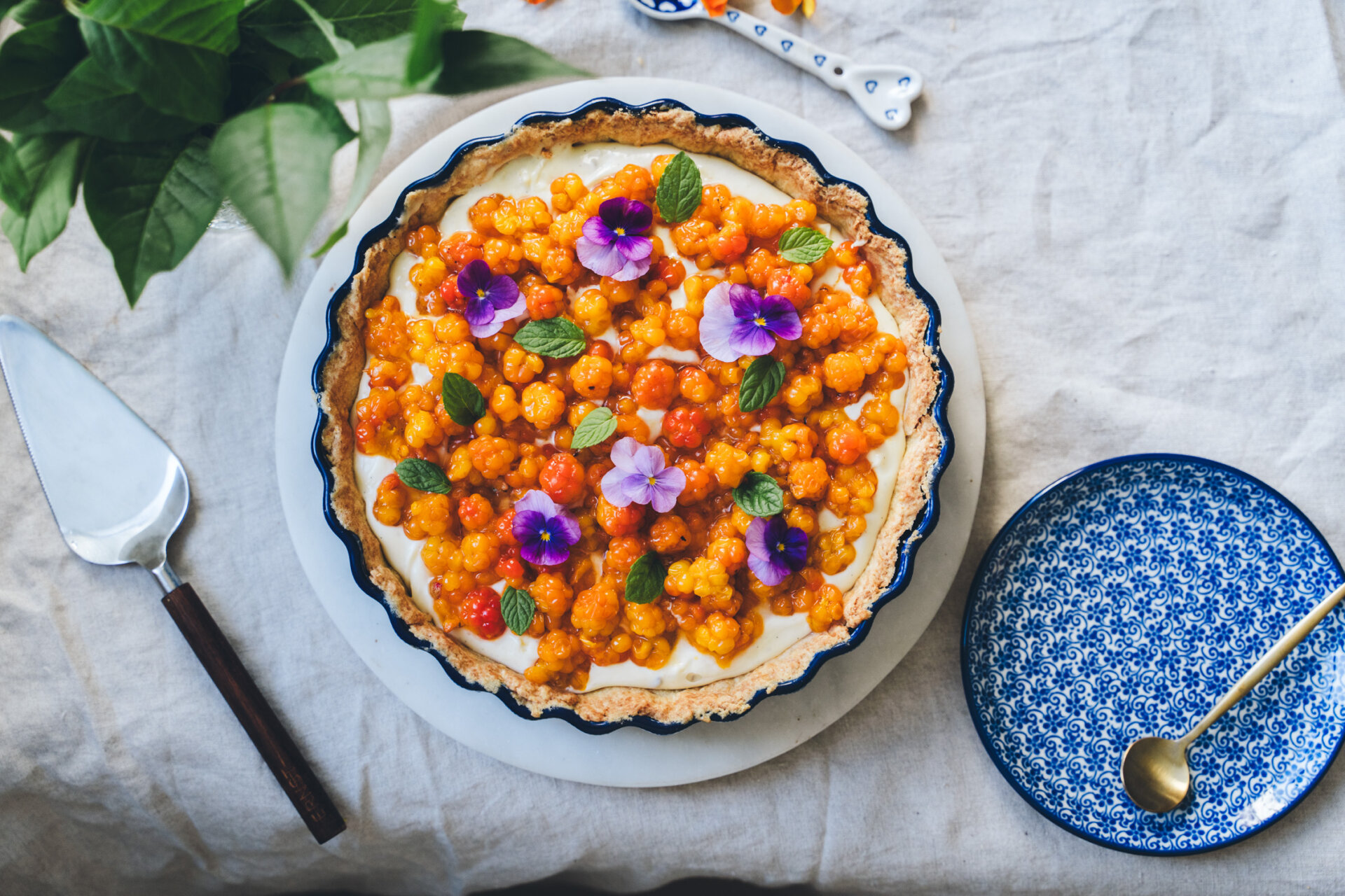 Hilla-vaniljakreemipiirakka. Vegaaninen