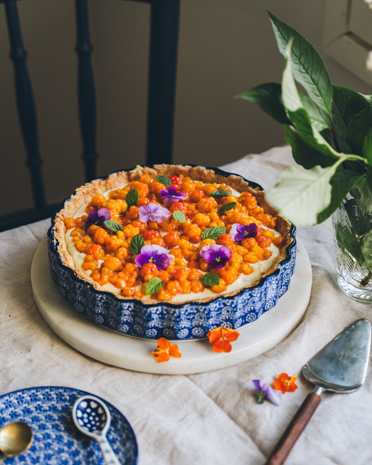 Hilla-vaniljakreemipiirakka. Vegaaninen