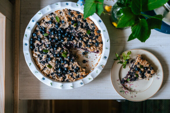 Mustikkapiirakka. Vegaaninen