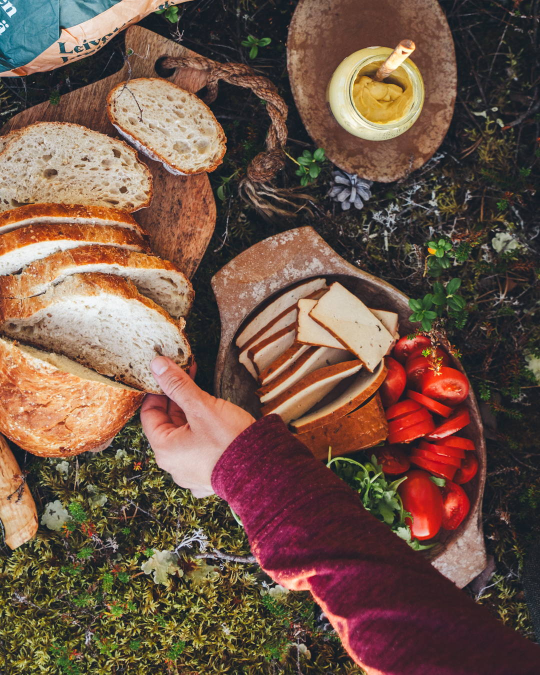 Dijon-tomaattitoastit. Vegaaninen