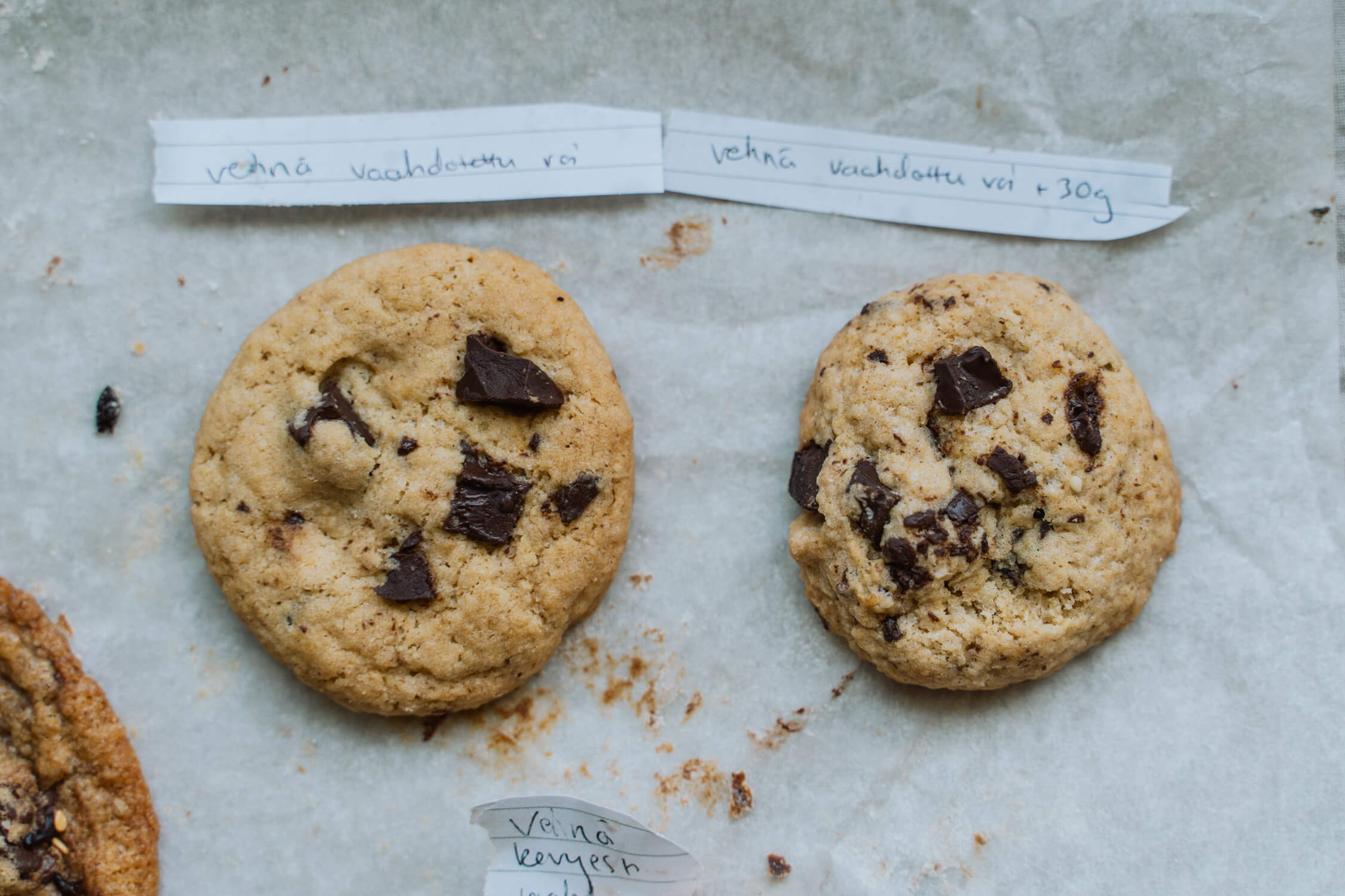 Keksien kemiaa. Keksivertailua