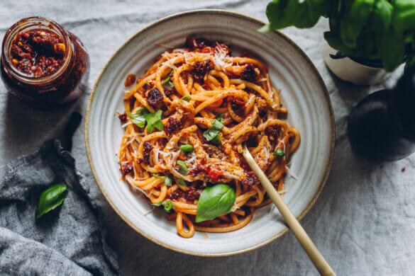 Nduja pasta. Vegaaninen