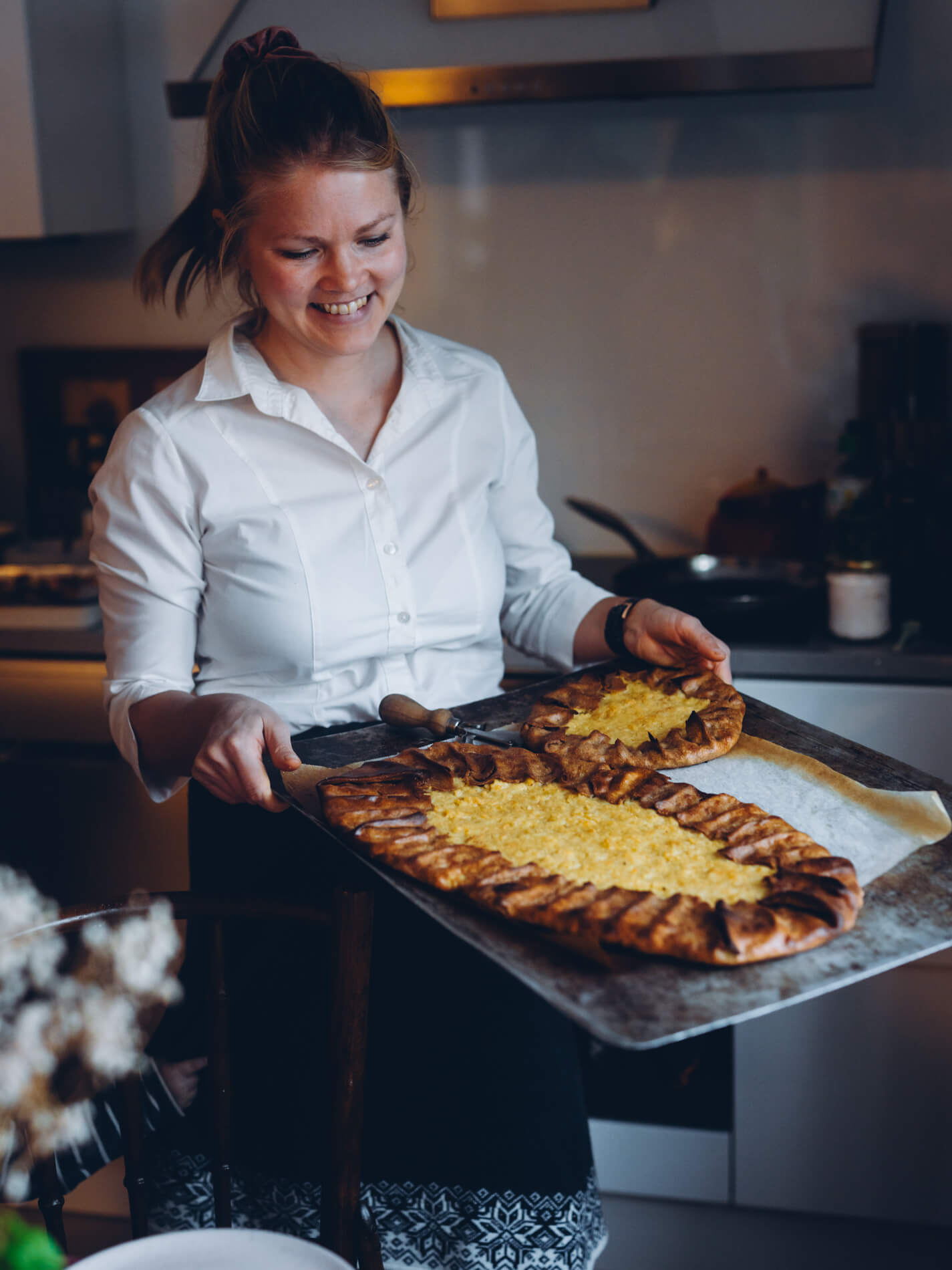 Karjalanpiirakka-piirakka. Vegaaninen