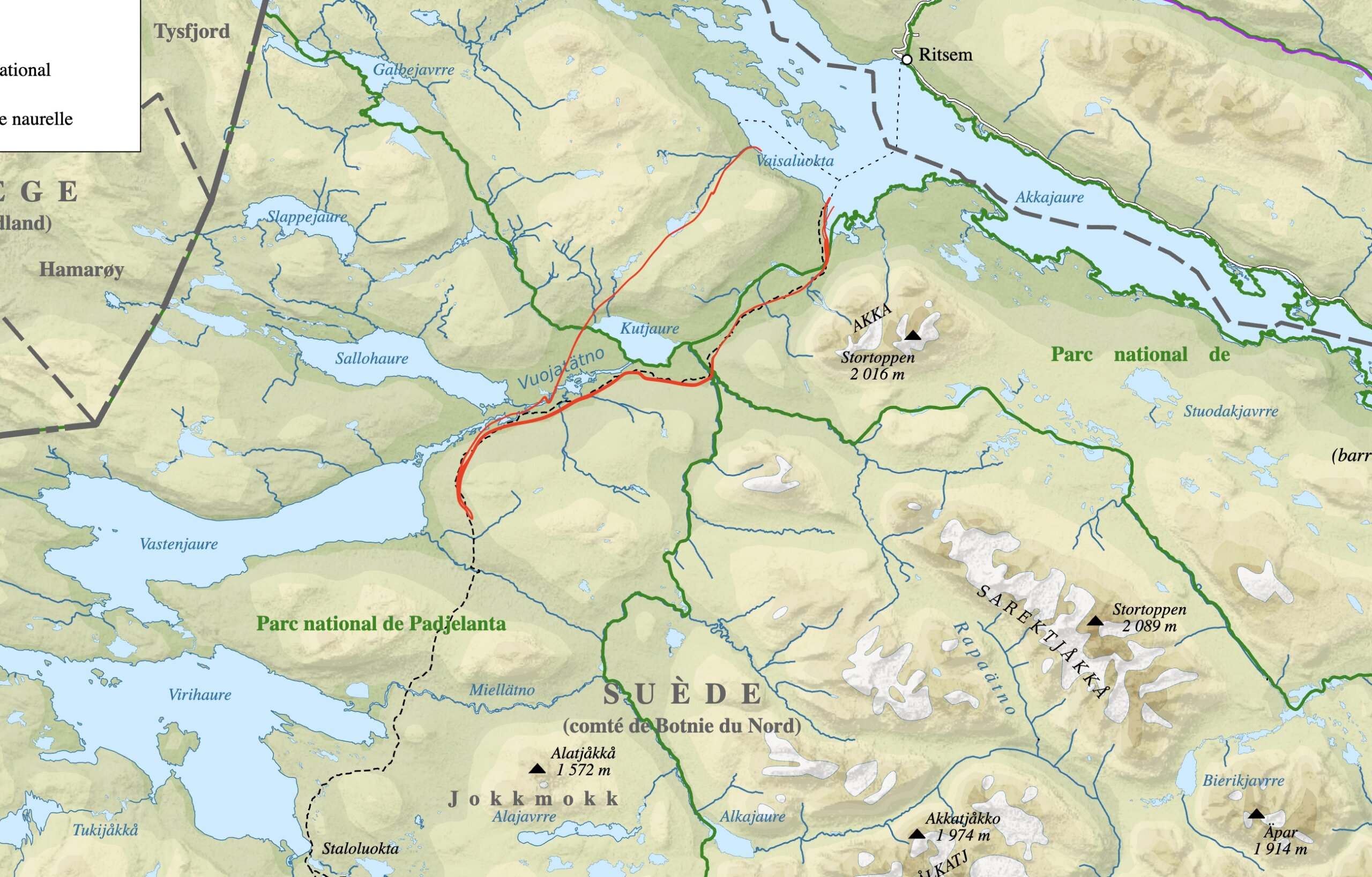 Vaellusreitti Padjelanta