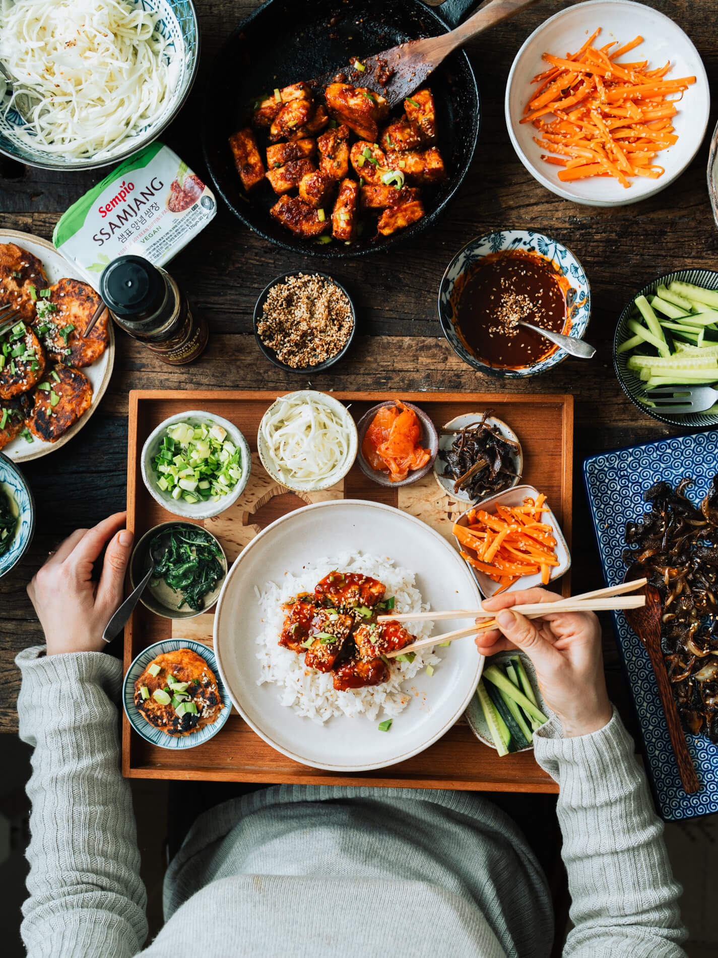 Korealainen illallinen. Bibimbap